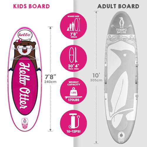 Tuxedo Sailor Inflatable Stand Up Paddle Board with Complete Accessories for Surfing and Traveling