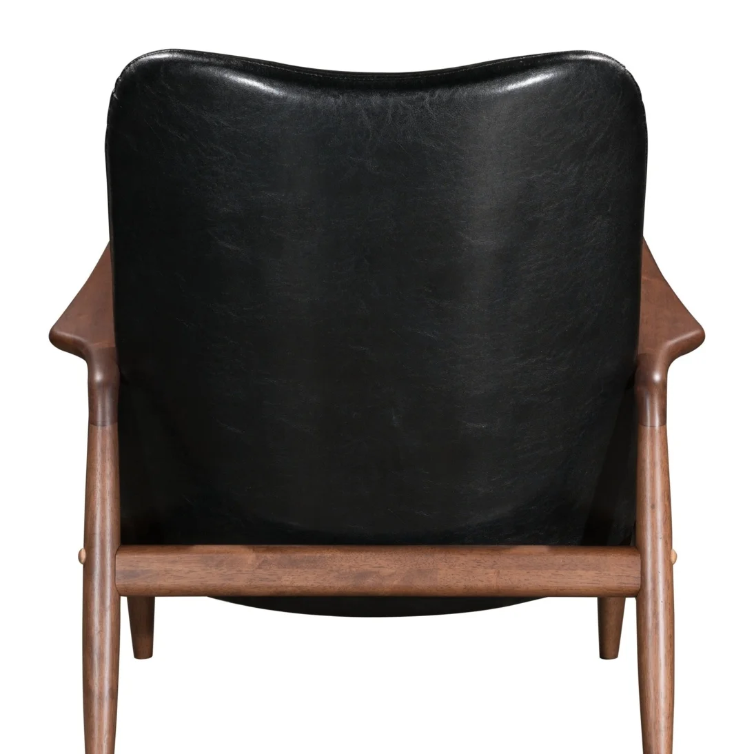 HomeRoots 394540 32.7 x 30.3 x 33.5 in. Walnut & Black Faux Leather Modern Retro Chair & Ottoman Set