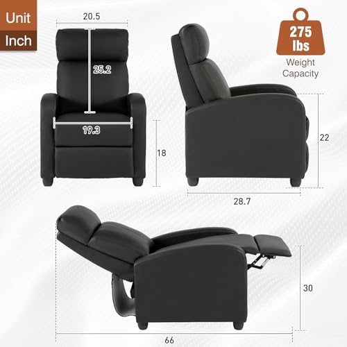 BestMassage | Recliner Chair | with 2 Point Massage Function | Black | with Lumbar Support, Adjustable Push Back, Wide Armrests