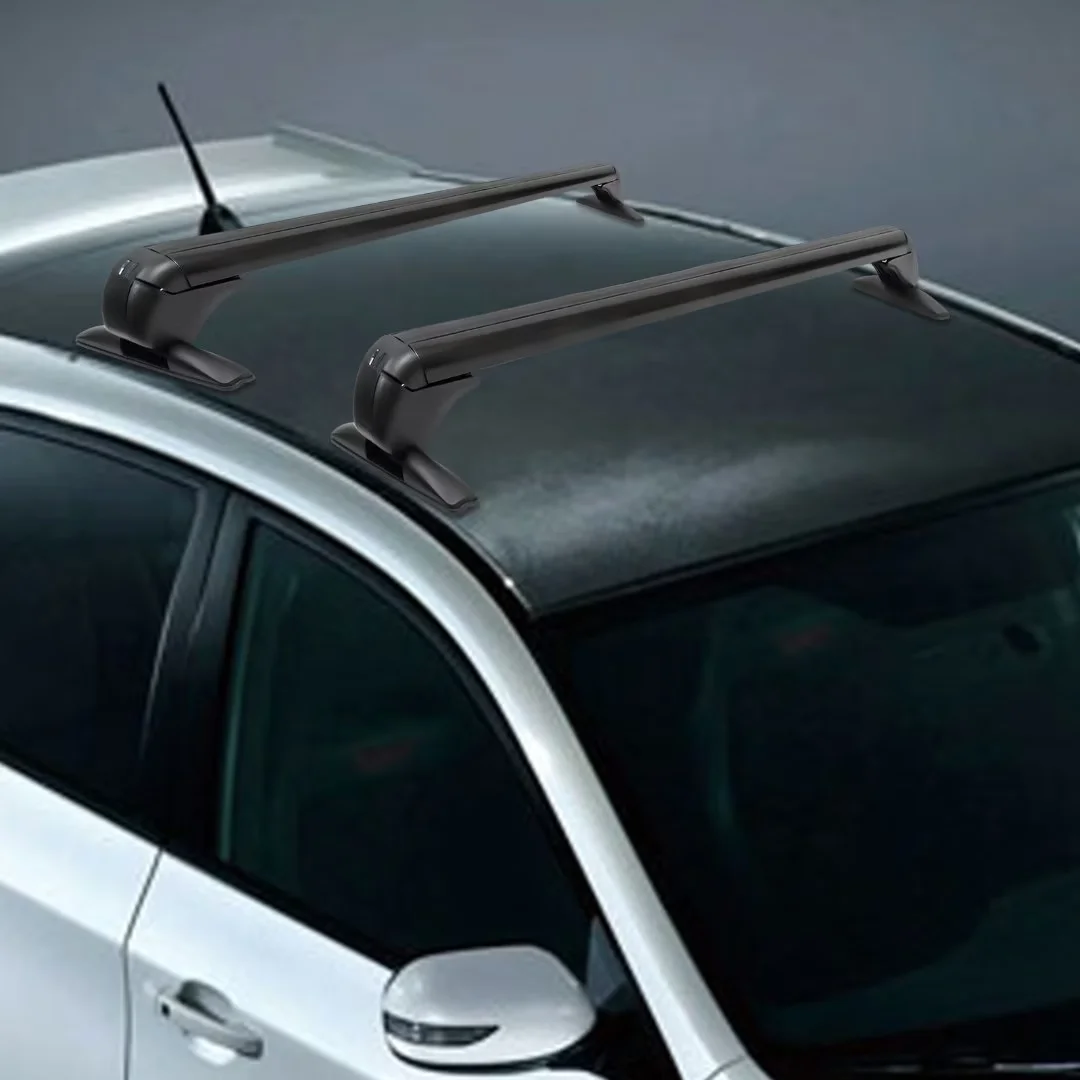 Oukaning Car Top Luggage Roof Rack,2Pcs Universal Aluminum Car Top Roof Rack Rail Adjustable&Lockable(Black)