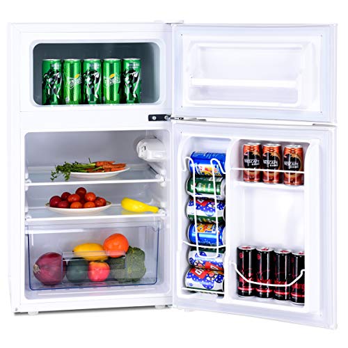 Safeplus Compact Refrigerator, 3.2 cu ft. Unit Cold-rolled Sheet Mini Refrigerator with freezer, Dorm fridge with Adjustable Removable Shelves…