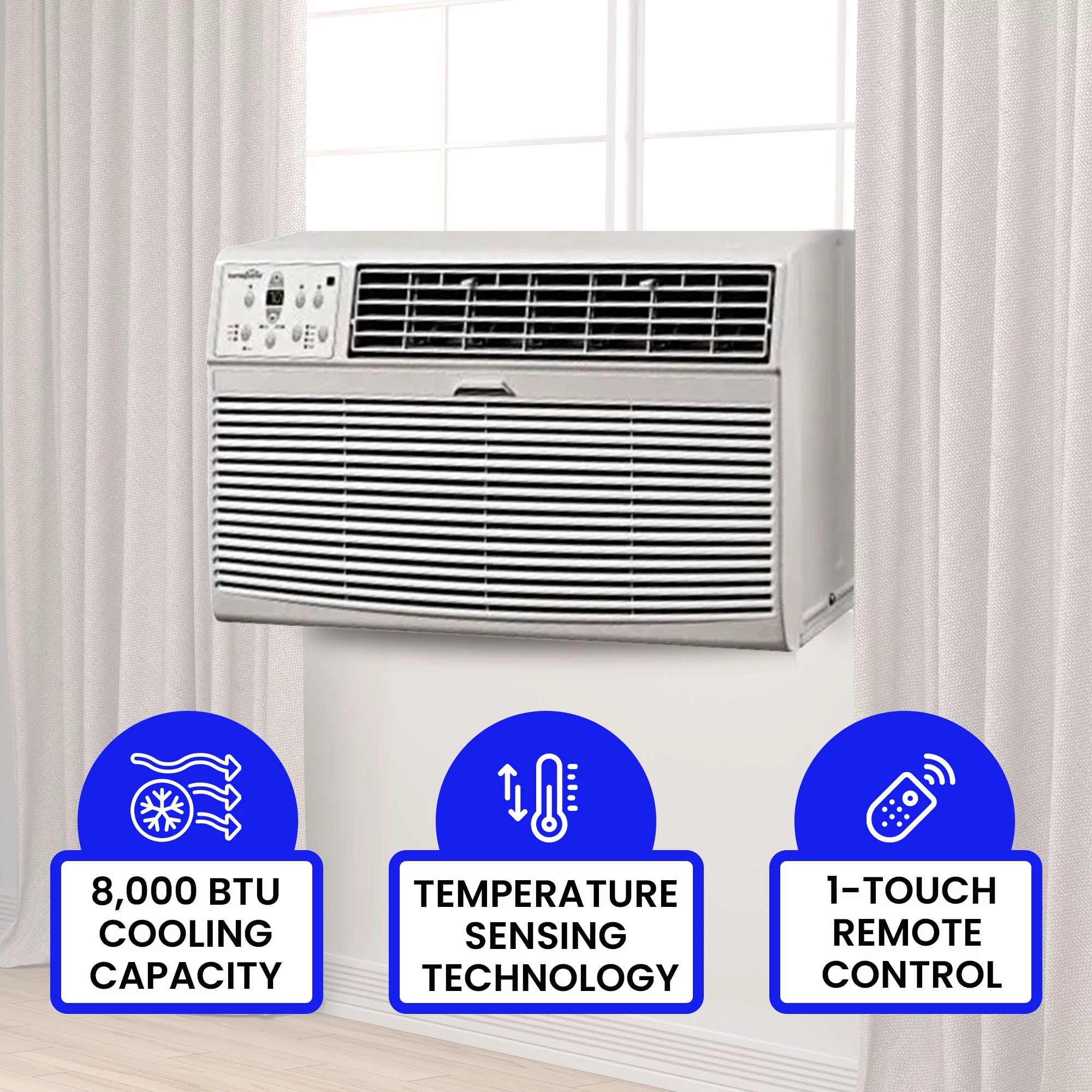 HomePointe 8000 BTU Through the Wall Air Conditioner with Remote Control - Radiant Selections