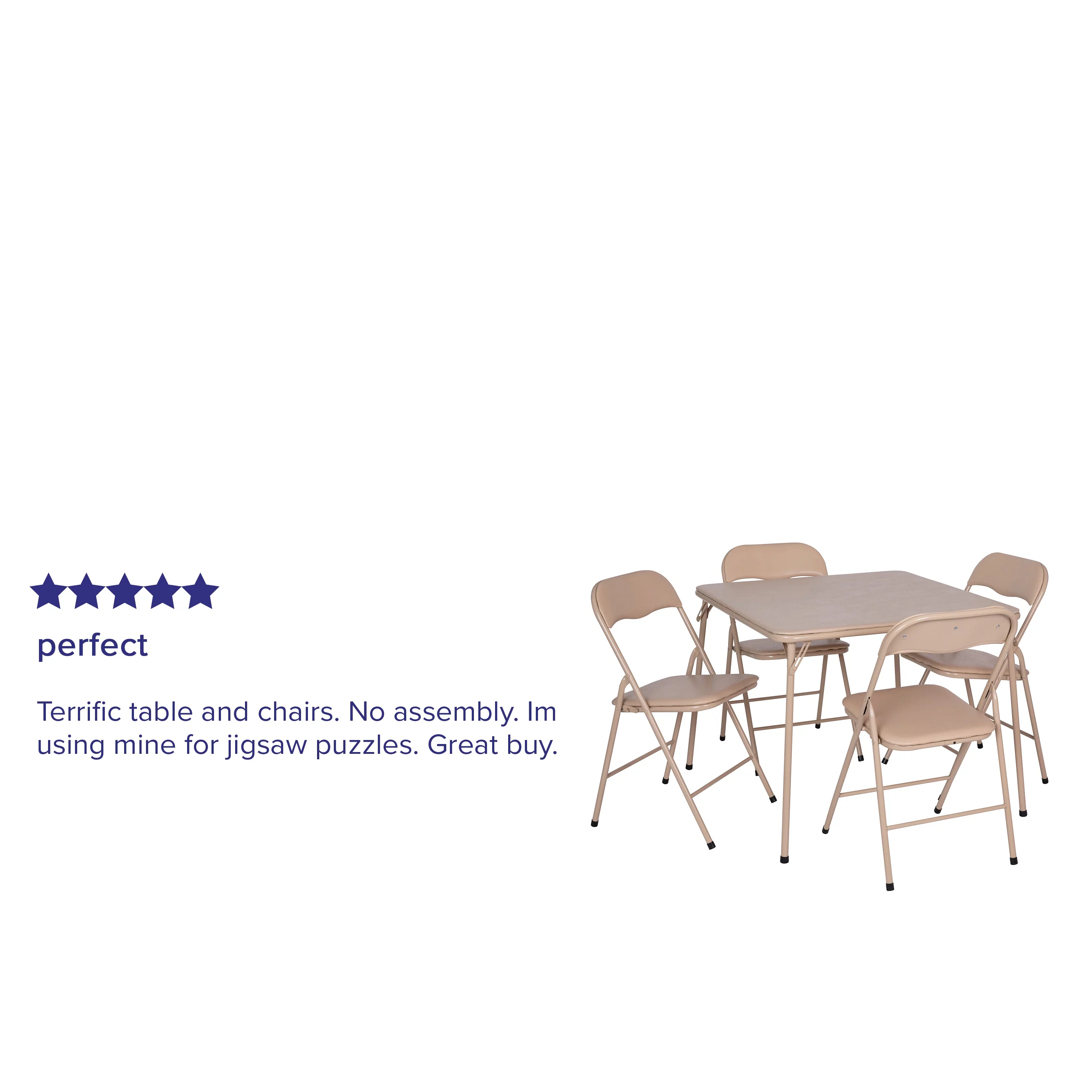 Flash Furniture Madison Vinyl 5-Pcs Folding Game Table and Chair Set, Tan