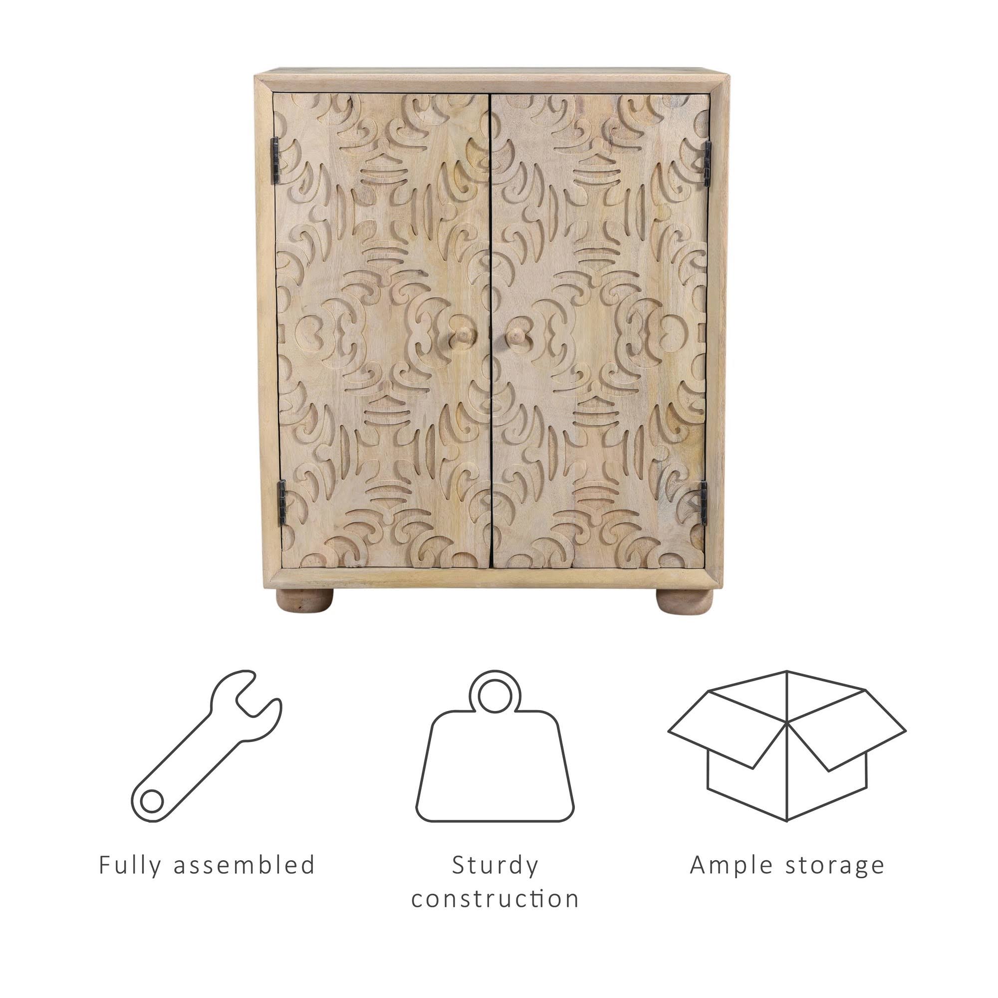 Heath 2 Door Carved Cabinet Natural - Powell Company