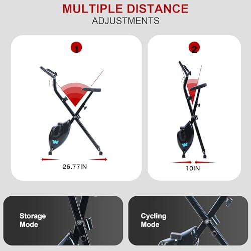 BARWING Stationary Exercise Bike for Home Workout, 5 IN 1 Foldable Indoor Cycling Bike for Seniors, 350LB Capacity, 16-Level Magnetic Resistance