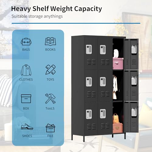 3 Doors Lockers for Employees, Steel Storage Lockers Lockable, Metal Locker Storage Cabinet for Home Office School Gym, Require Assembly (Grey)