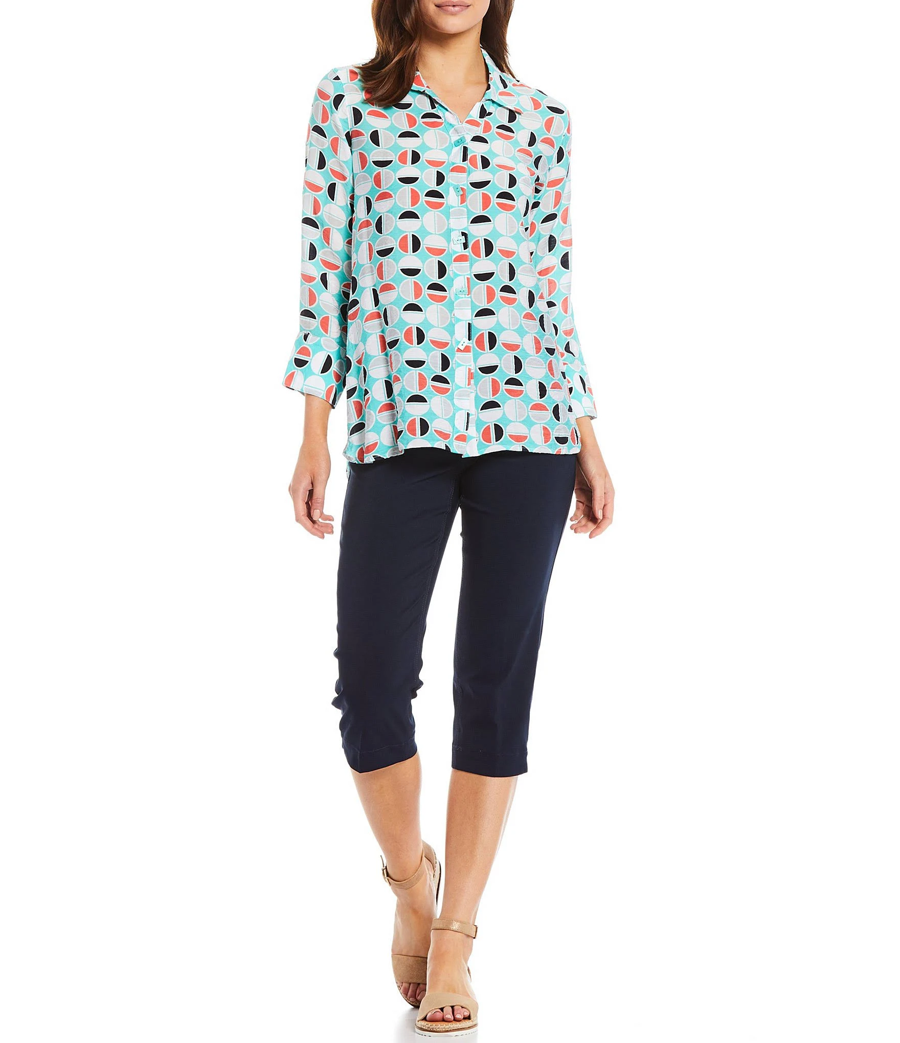 Multiples Pull-On Capri Pants, Womens, 18, Denim