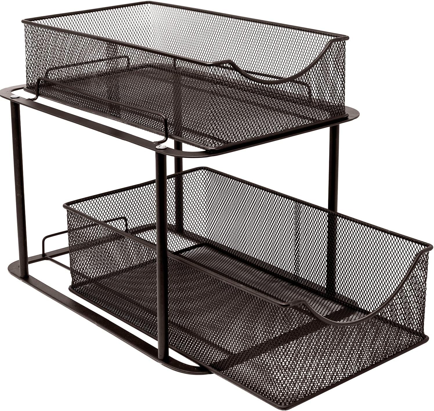 Sorbus® 2 Tier Organizer Baskets with Mesh Sliding Drawers Ideal Cabinet, Countertop, Pantry, Under the Sink, and Desktop Organizer for Bathroom