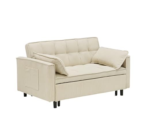 Convertible Sofa Bed, Pull Out Couch Corduroy Loveseat Sofa Cama Twin Size, Futon Sofa Bed, Foldable Lounge Sleeper Sofa with Pullout Bed