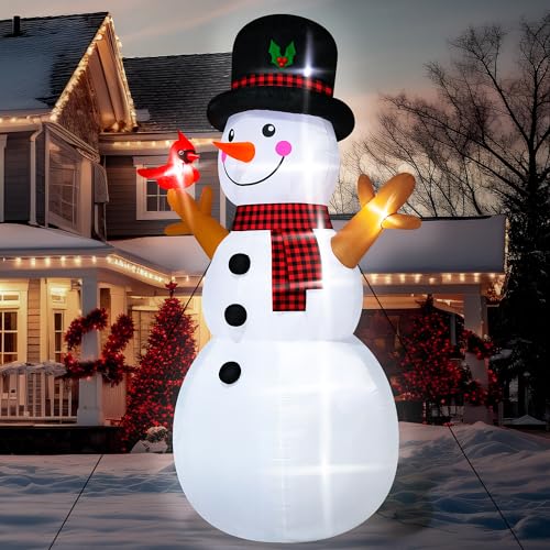 16FT Christmas Inflatable Snowman Outdoor Decorations, Giant Christmas Snowman, Holiday Blow Up Yard Decor with LED Lights
