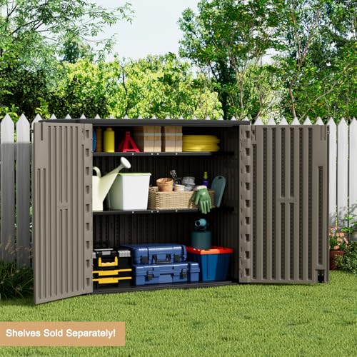 KINYING Outdoor Vertical Storage Shed,57 Cu.ft Outdoor Storage Cabinet Waterproof,Resin Sheds & Outdoor Storage Clearance for Garden,Patio,Backyard