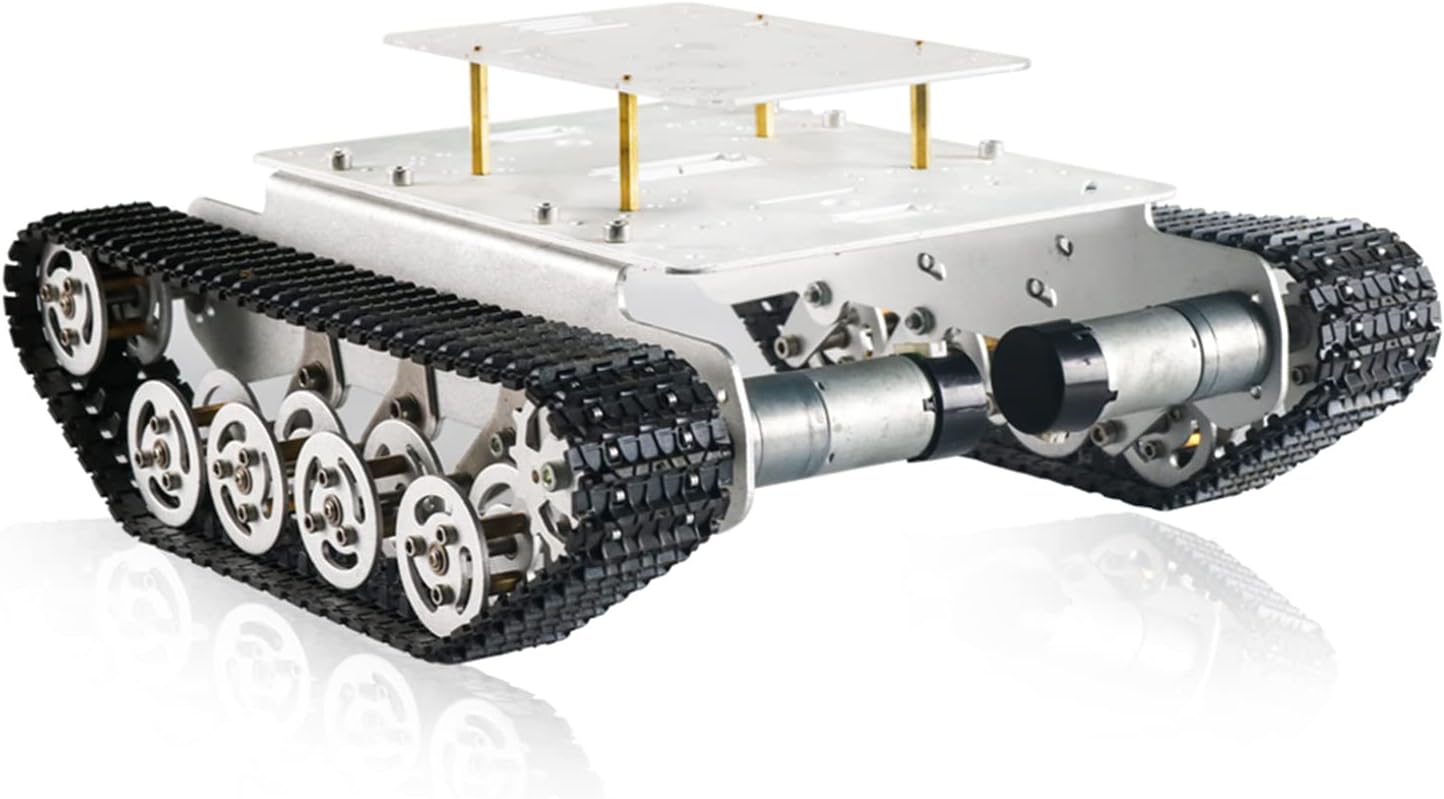 Professional Shock Absorption Smart Robot Car Chassis Tank Chassis with DC Encoder Motor for Arduino, Tracked Suspension Absorbing Vehicle