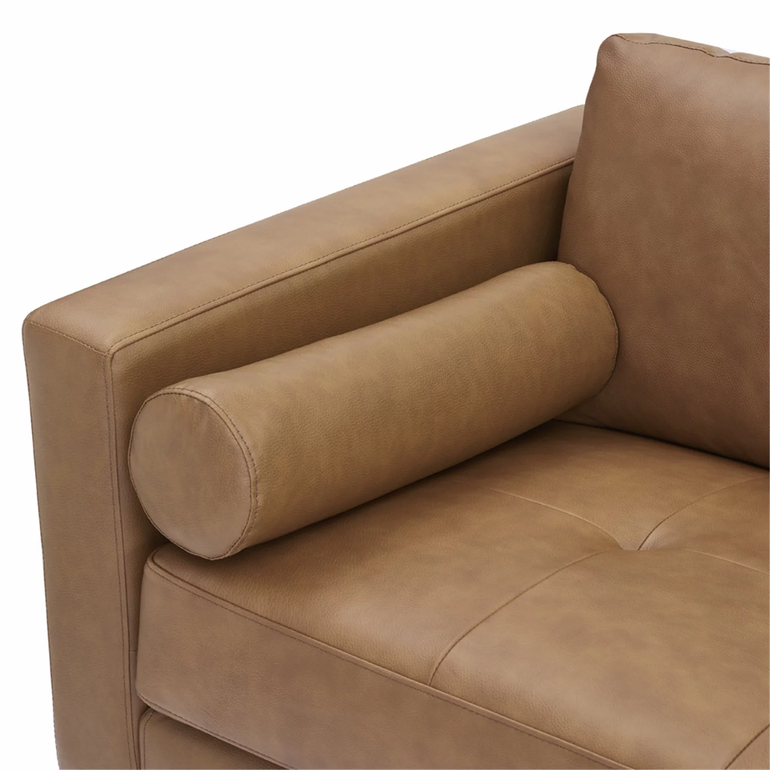 Naomi Home Marisa Top Grain Genuine Leather Mid-Century Sofa Set of 3, Chair/Loveseat/Sofa, Tan
