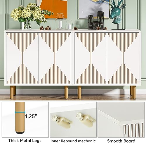 Tribesigns Modern Grey Storage Cabinet Set, Freestanding Floor Cabinet, Classic 59 inches Sideboard, Wood Buffet Cabinet with Doors