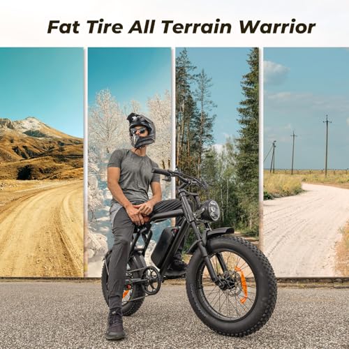 MEGAWHEELS Peak 1500W Moped-Style Ebike, Max 31-33 MPH, 40-75 Miles Range, 20" Fat Tire Electric Bike with 15.6Ah Battery