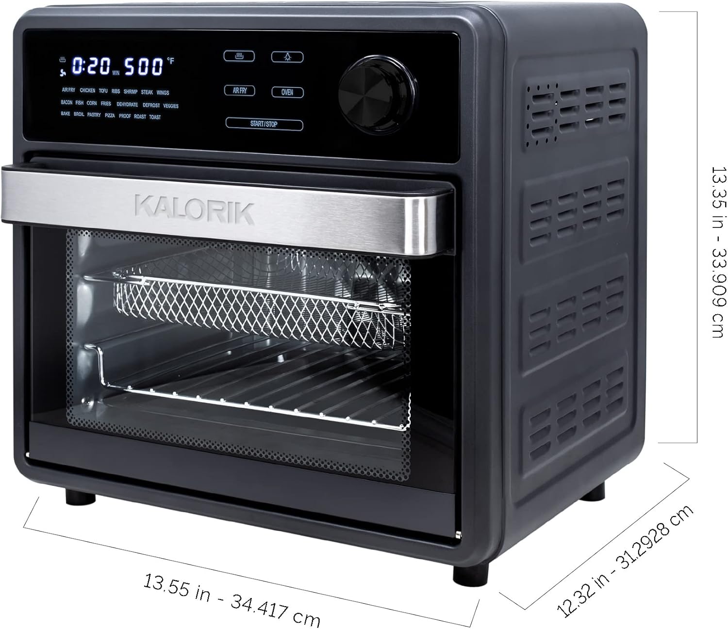 Kalorik MAXX® Touch 16 Quart Air Fryer Oven, 9-in-1 Air Fryer Toaster Oven Combo, 21 presets, 500°F, 5 Accessories, Recipe Book, 1600W