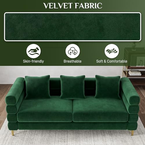 Cloud Couch for Living Room, 79" Modern Overstuffed Deep Seat Boucle Sherpa 3 Seater Sofa with 3 Pillows