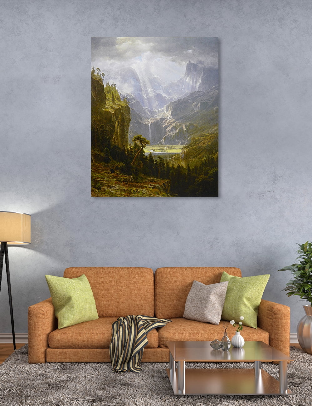DECORARTS - Rocky Mountains by Albert Bierstadt. Giclee Print on Canvas Fine Art for Wall Decor Ready to Hang. 30" H x 24" W
