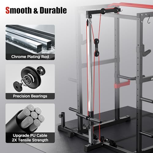 Sportsroyals Power Cage,1600lbs Multi-Function Power Rack with Adjustable Cable Crossover System and More Training Attachment