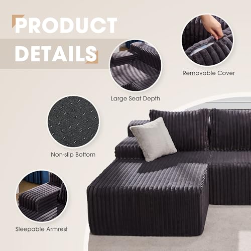 Modular Sectional Sofa Couches L-Shape Couch 3 Seat Modular Sofa Memory Foam Sectional Couches for Living Room
