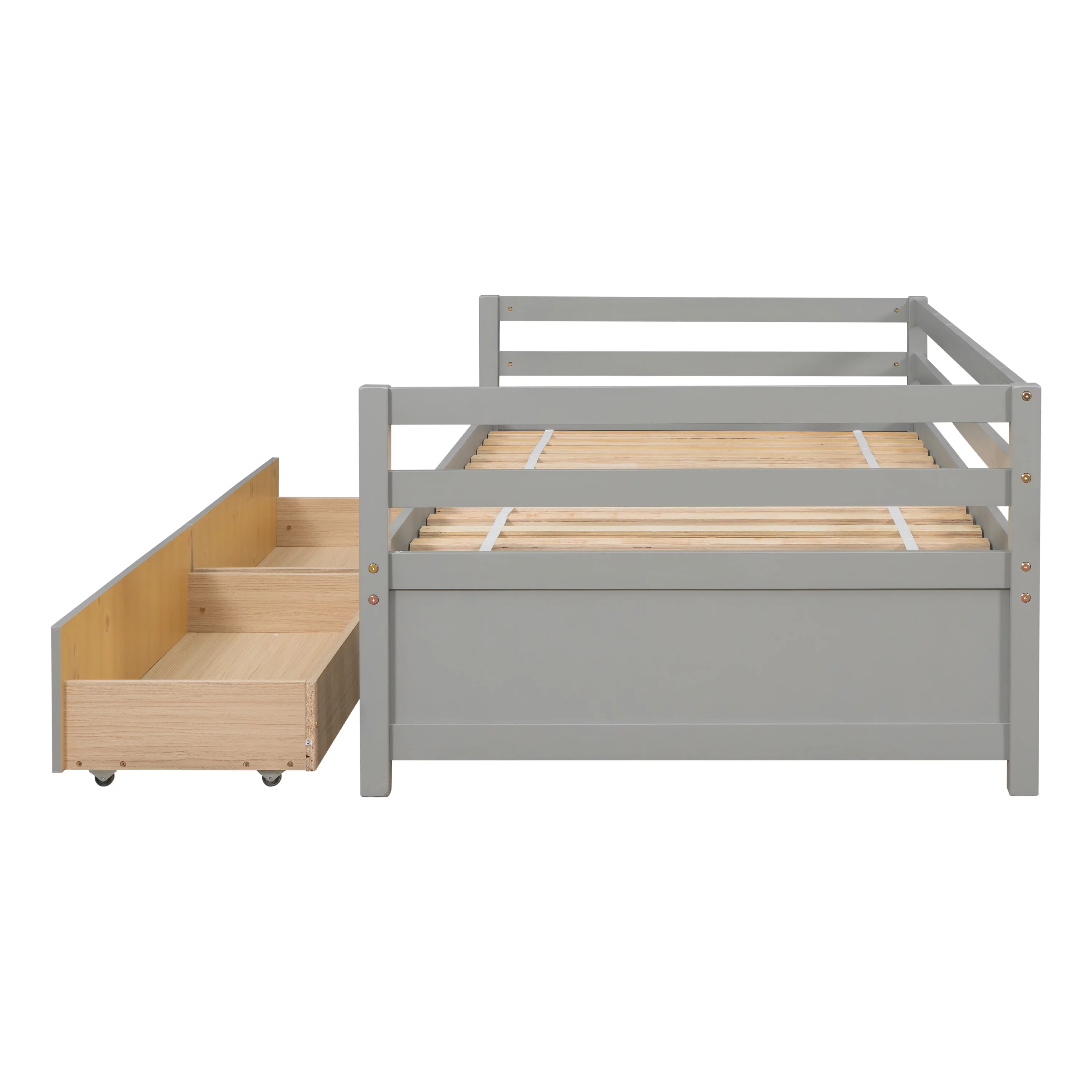EUROCO Twin Wood Daybed, Sofa Bed with Two Drawers for Bedroom & Living Room, Gray