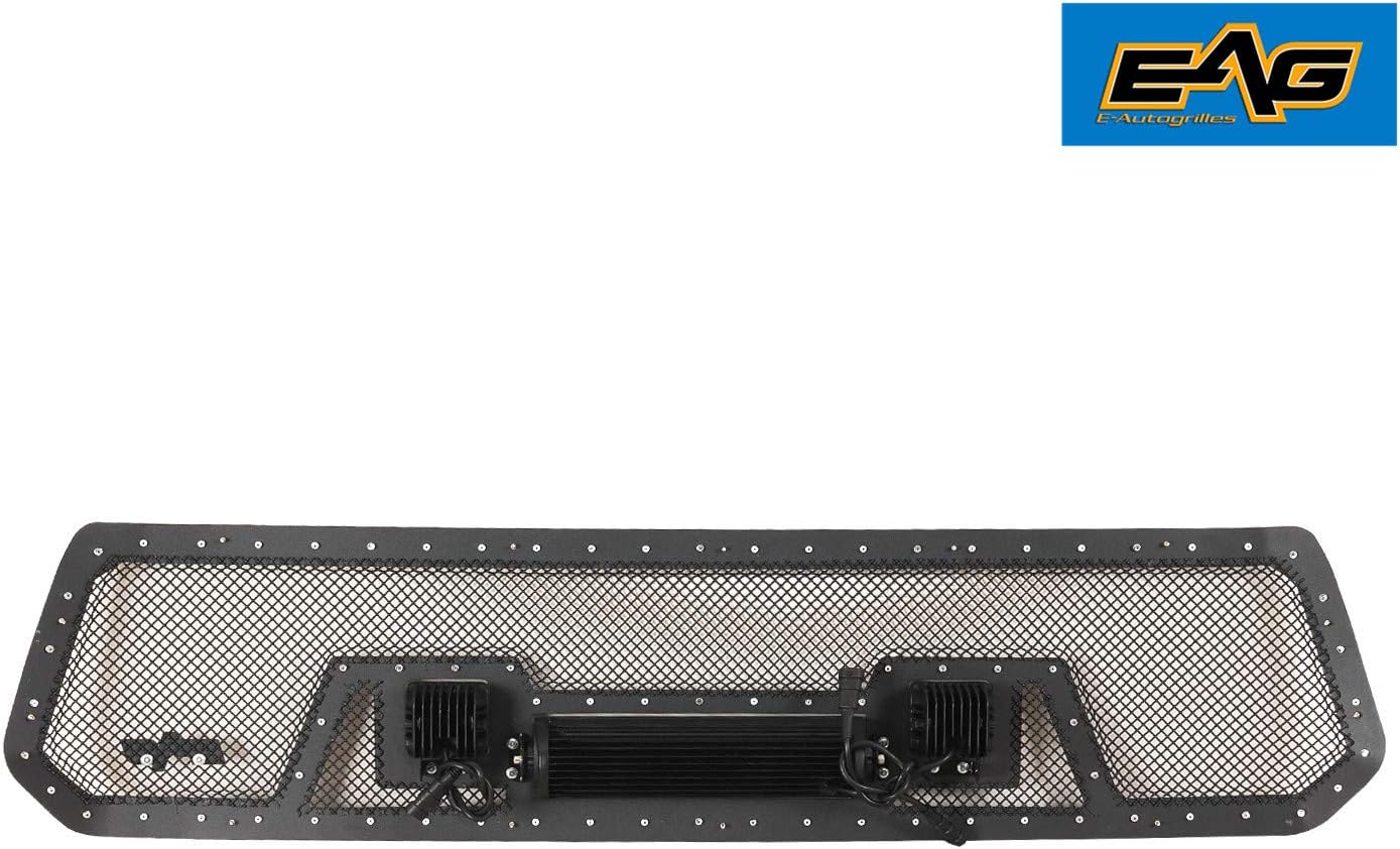 EAG Rivet Stainless Steel Wire Mesh Grille With LED Lights Fit for 14-21 Tundra