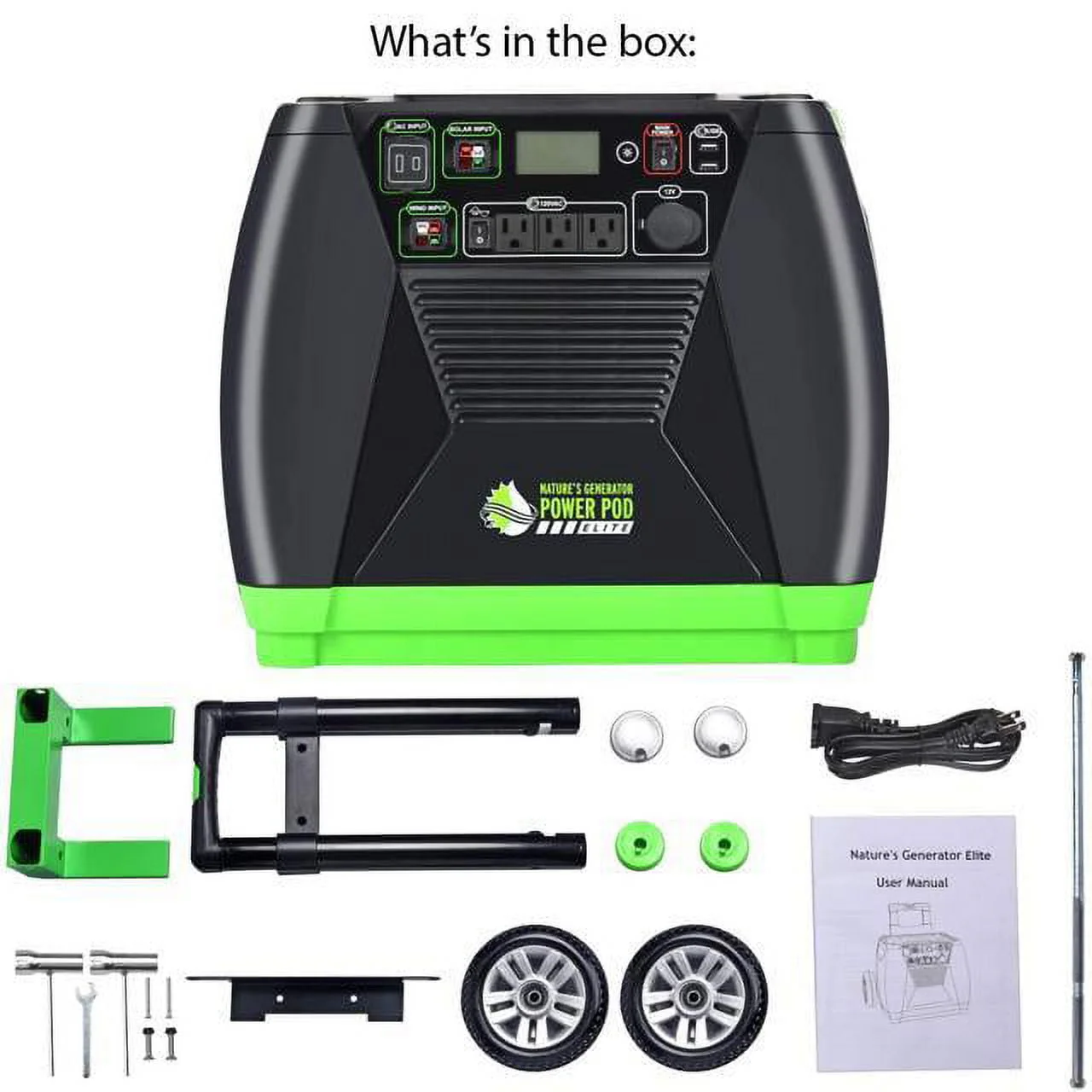 Nature's Generator Elite - Gold System:3600W Solar & Wind Powered Pure Sine Wave Off-Grid Nature's Generator Elite+2pcs 100W Solar Panel HKNGAUEL