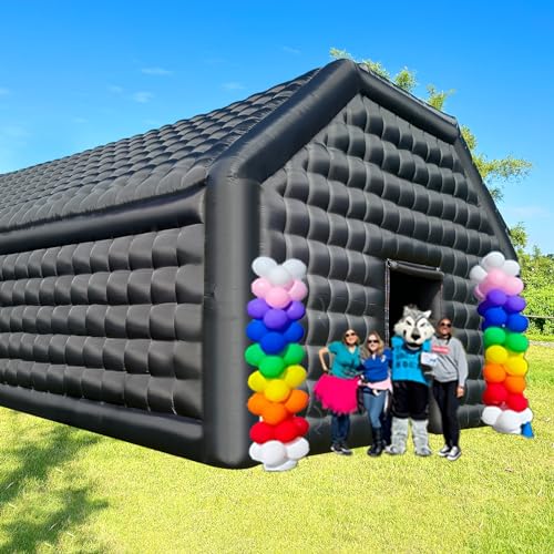 WARSUN Large Black Inflatable Nightclub 20x16.5x12Ft Inflatable Party Tent with Logo Area Inflatable Night Club Tent for Adults Wedding Birthday