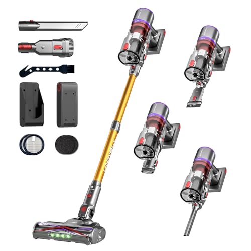 UNINELL HOME Cordless Vacuum Cleaner, 48000Pa 550W 65Mins Vacuum Cleaners for Home,LED Touch Display, Anti-Tangle Stick Vacuum Self-Standing