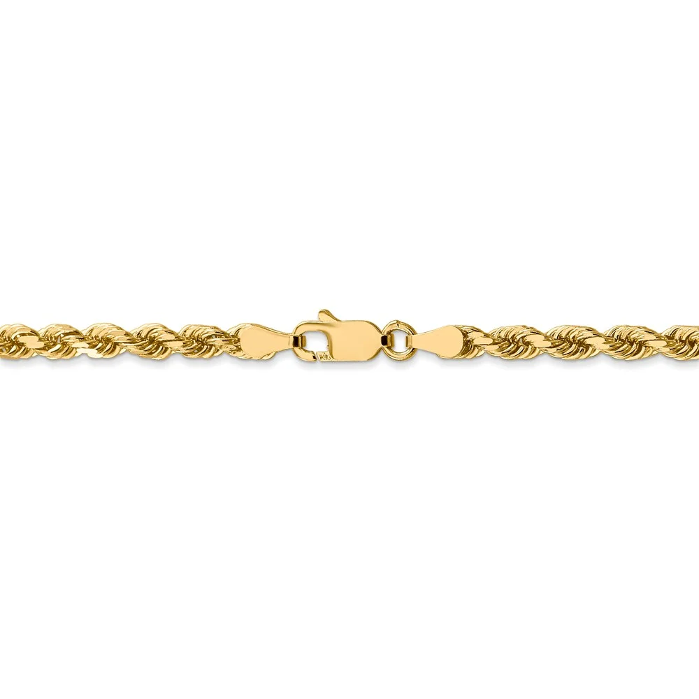 Leslie's Real 14kt Yellow Gold 3.5mm Diamond-Cut Rope Chain; 24 inch; Lobster Clasp; for Adults and Teens; for Women and Men