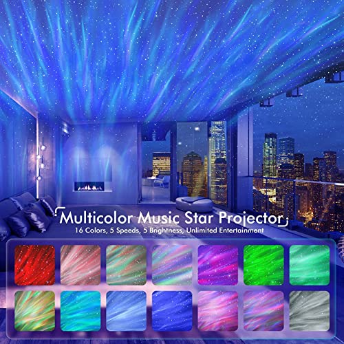 Rossetta Star Projector, Galaxy Projector for Bedroom, LED Night Light Aurora Projector with Bluetooth Speaker, White Noise, Timer and Remote