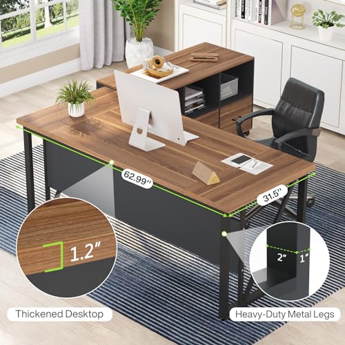 Tribesigns 63 inches Executive Desk and 47" lateral File Cabinet
