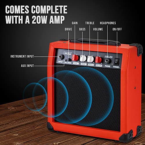 LyxPro Electric Guitar 39" inch Complete Beginner Starter kit Full Size with 20w Amp, Package Includes All Accessories, Digital Tuner, Strings, Picks