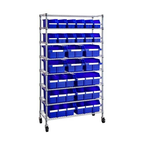 Seville Classics Heavy Duty NSF Bin Rack Solid Steel Wire Shelving Storage Unit, Patented Organizer for Garage, Warehouse, Office, Restaurant