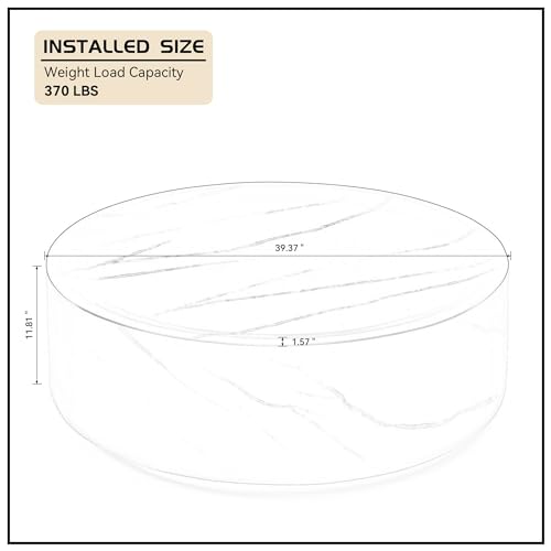 JUSTONE 15.75 ''Round Coffee Table, Accent End Table for Living Room Office Apartment, Modern Minimalist Side Table with Faux Marble Pattern