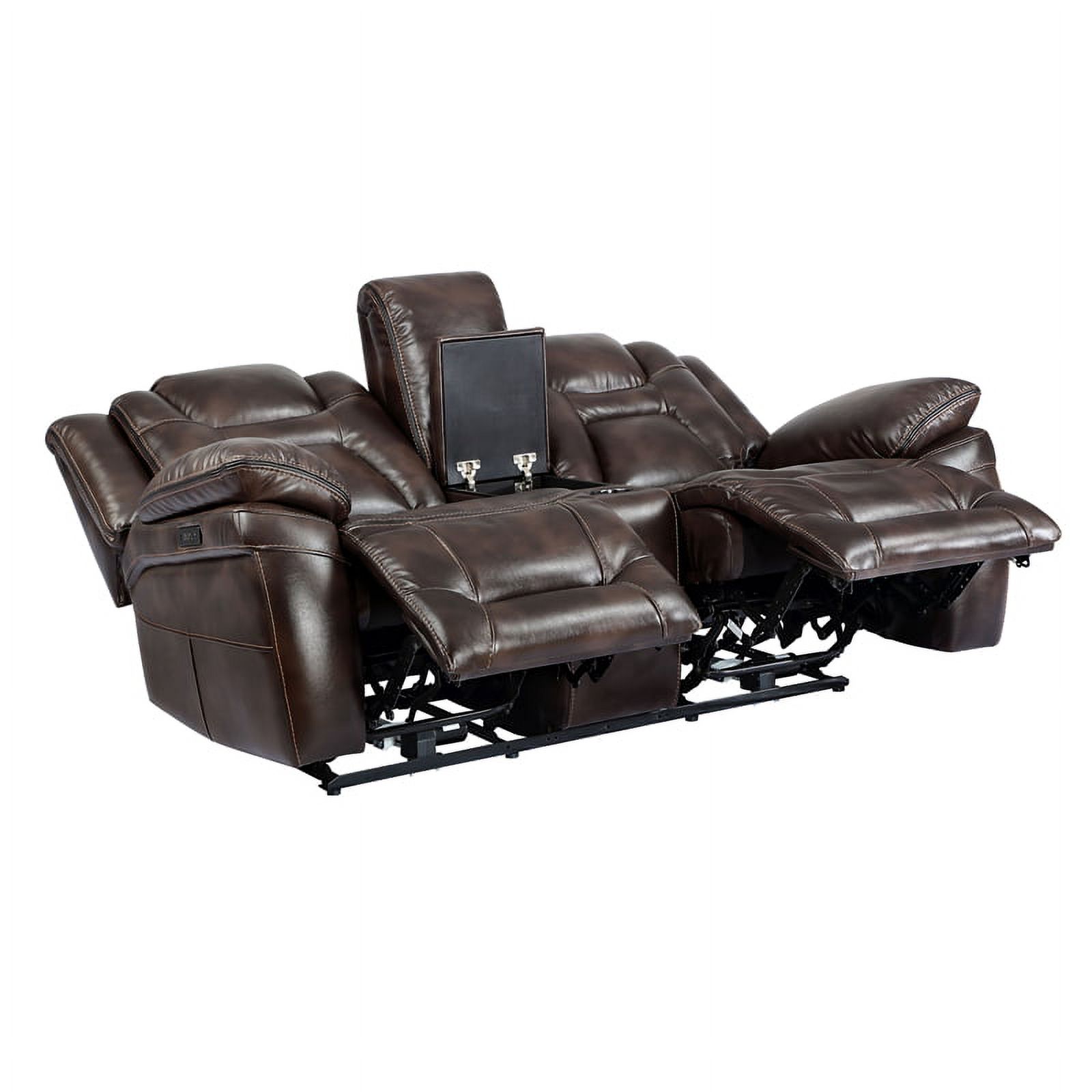 Oportuna Brown Faux Leather Dual Power 3PC Set