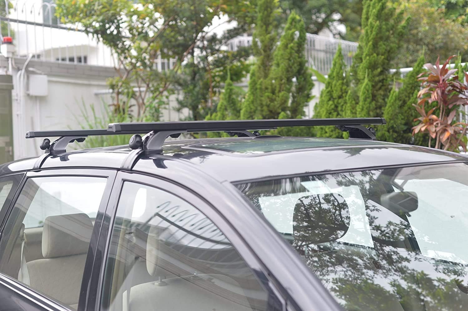 MPH Production 2Pcs 48" (120cm) Universal Fit Black Adjustable Aluminum Window Frame Roof Rack Rail Cross Bars Utility Cargo Carrier with 3 Pairs of
