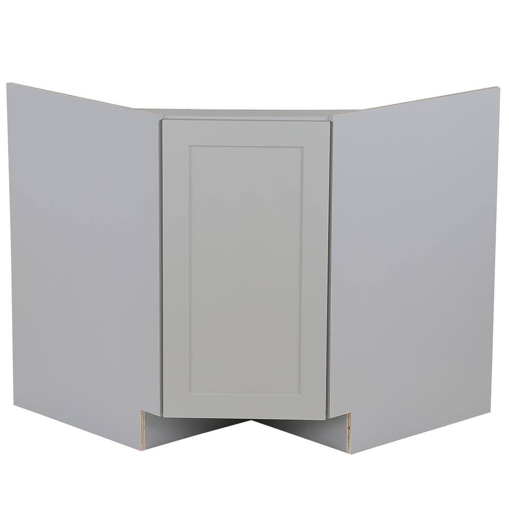Hampton Bay Cambridge Shaker Ready to Assemble 36 in. x 34.5 in. x 24.5 in. Corner Sink Base Cabinet in Gray