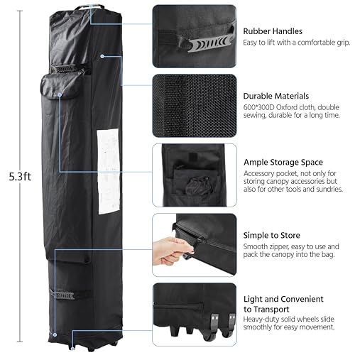 Yaheetech Heavy Duty Pop Up Canopy Tent, 10x20 Commercial Instant Shelter Tent for Wedding, Parties, Adjustable Outdoor Canopy with Wheeled Carry Bag
