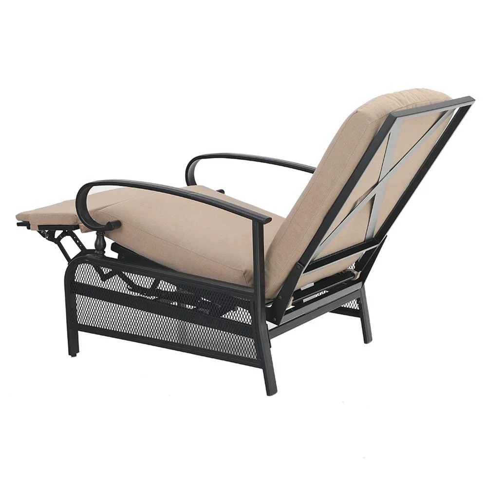 Sophia & William Set of 2 Outdoor Patio Steel Recliner Lounge Chair , Beige