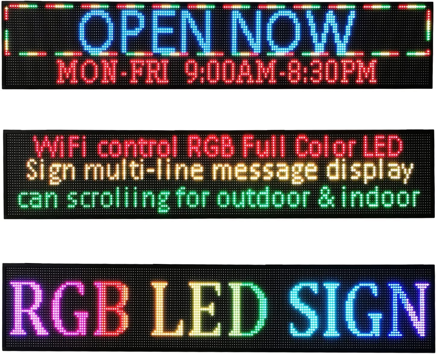 P5 39x14Indoor Full Color LED sign Programmable Scrolling Display Message Board can Edit Text,Image, Video Display Electronic Rolling for Business