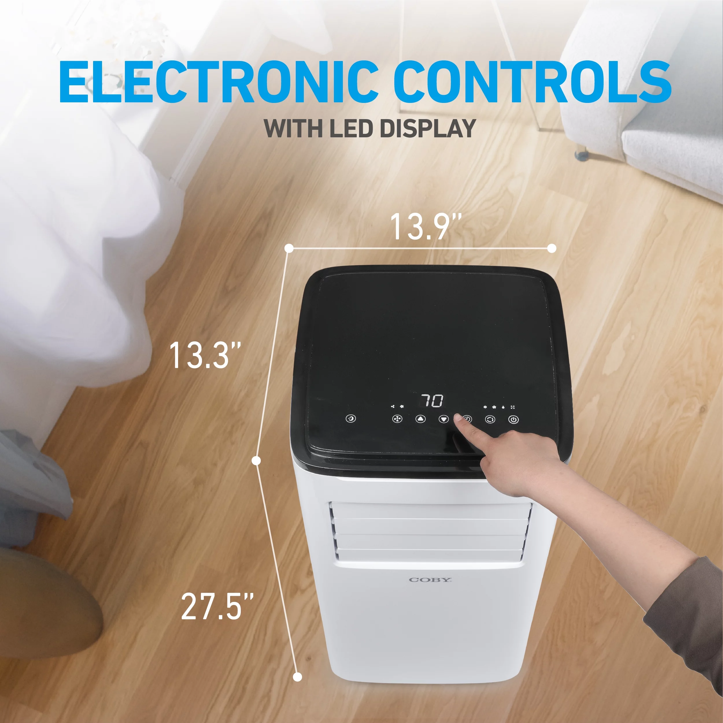 COBY Portable Air Conditioner 6,100 BTU SACC/CEC (9,000 BTU ASHRAE 128) 3-in-1 AC Unit, Dehumidifier & Fan, Air Conditioner for 400 sq. ft.