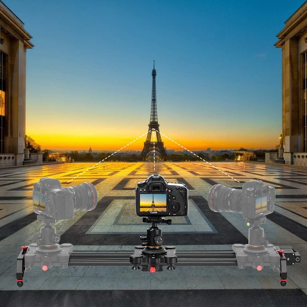 GVM Motorized Camera Slider, 31 Carbon Fiber Dolly Rail Camera Slider with Time-Lapse Photography