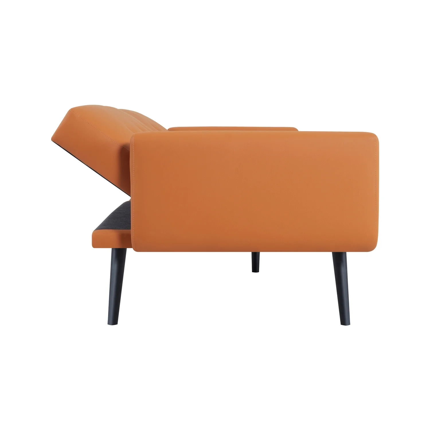 Naomi Home Monica Mid Century Style Futon Sofa Bed-Color:Caramel,Material:Air Leather