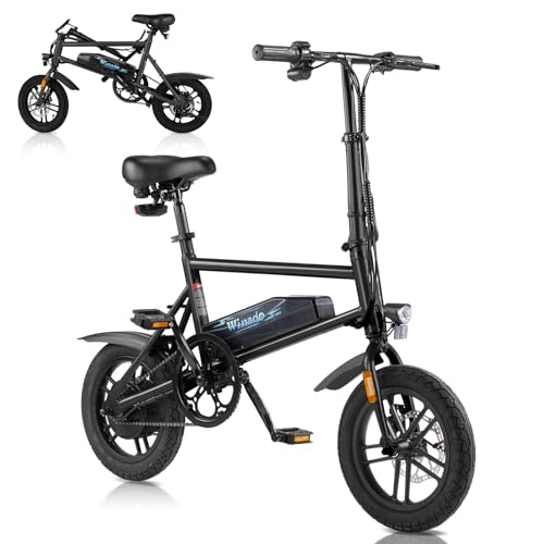 Winado Electric Bike for Adults, 14" Folding Electric Bicycle 450W Motor with Dual Disc Brakes, Max Range 25Miles(Pedal-Assist) & Speed 15.5MPH