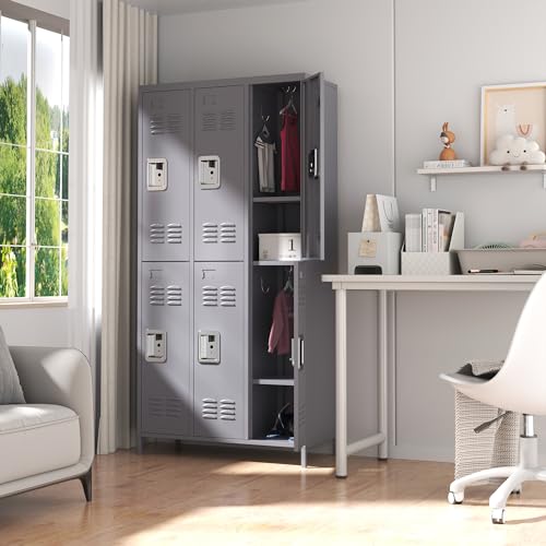 Metal Locker 3 Doors Storage Lockers for Employee,72" Tall Locker with Shelves and Hooks Steel Sports Locker for Office School Office Gym Home Garage