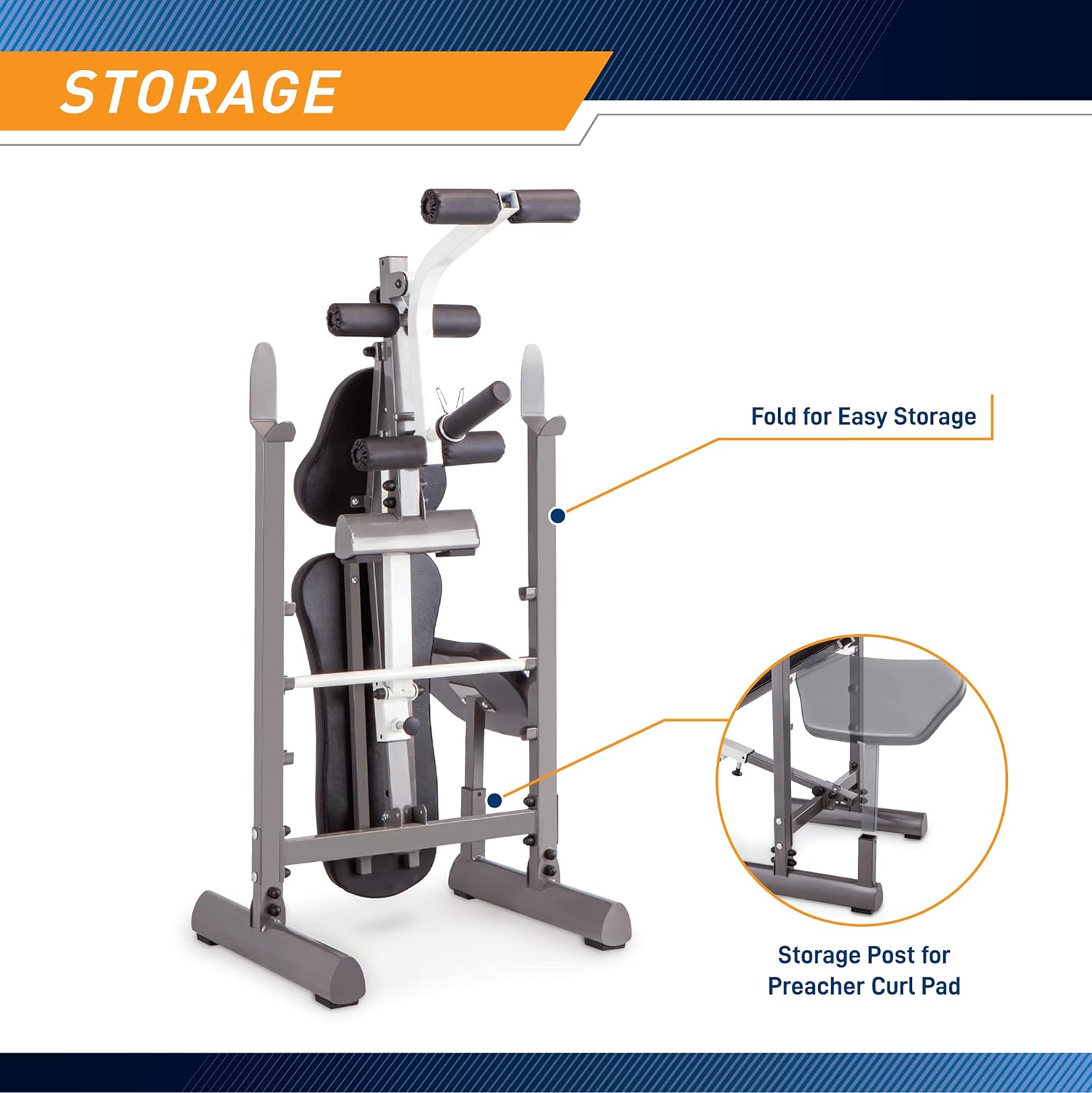Marcy Folding Standard Weight Bench – Easy Storage MWB-20100