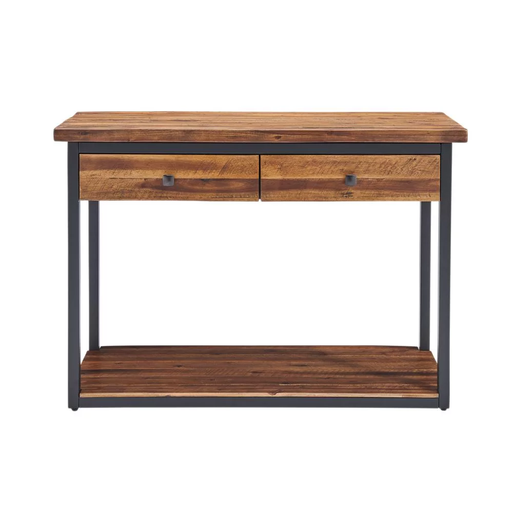 Alaterre Claremont 43"L Rustic Wood Console Table with Two Drawers and Low Shelf