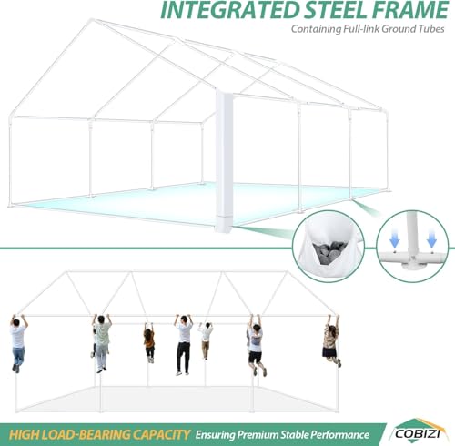COBIZI 20x40 Party Tent Heavy Duty, Galvanized Wedding Tent, Event Shelter for Parties, Outdoor with Removable Sidewall & Built-in Sandbag