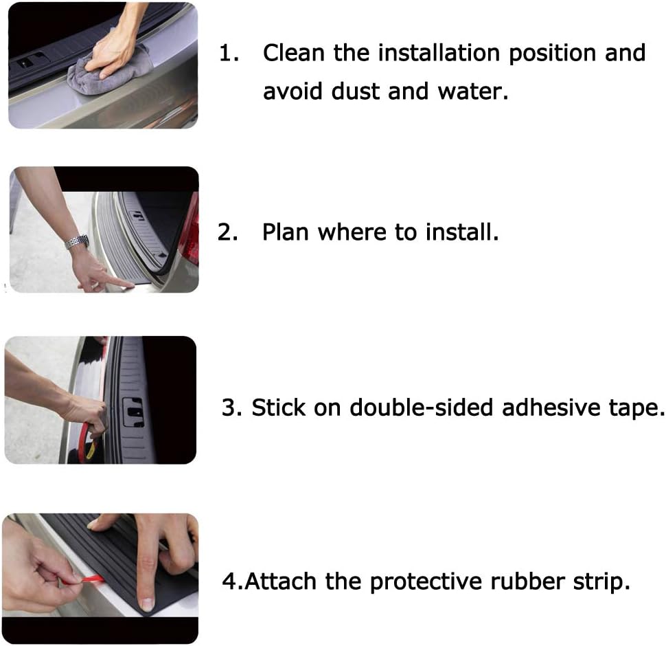 Rear Bumper Protector Guard Universal Black Rubber Scratch-Resistant Trunk Door Entry Guards Accessory Trim Cover for SUV/Cars(35.8Inch) Pack of 2